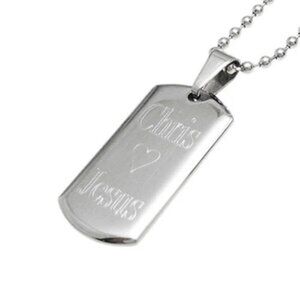 CLASSIC STAINLESS STEEL ENGRAVABLE 1.25" (32MM) DOG TAG WITH BALL CHAIN.